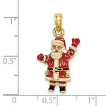 Lataa kuva Galleria-katseluun, 14k Yellow Gold Enamel Santa Claus 3D Pendant Charm

