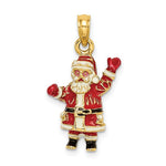 Φόρτωση εικόνας στο εργαλείο προβολής Συλλογής, 14k Yellow Gold Enamel Santa Claus 3D Pendant Charm
