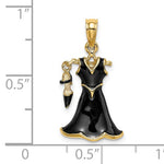 將圖片載入圖庫檢視器 14K Yellow Gold Enamel Black Dress High Heel Shoe 3D Pendant Charm

