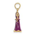 Afbeelding in Gallery-weergave laden, 14K Yellow Gold Enamel Purple Dress High Heel Shoe 3D Pendant Charm
