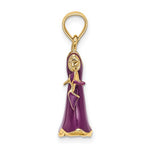 Kép betöltése a galériamegjelenítőbe: 14K Yellow Gold Enamel Purple Dress High Heel Shoe 3D Pendant Charm
