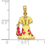 Carica l&#39;immagine nel visualizzatore di Gallery, 14K Yellow Gold Enamel Yellow Floral Dress Flip Flop Slipper Sandal 3D Pendant Charm
