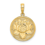 Lataa kuva Galleria-katseluun, 14k Yellow Gold Enamel Om Lotus Flower Circle Round Reversible Pendant Charm
