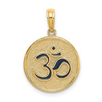 Load image into Gallery viewer, 14k Yellow Gold Enamel Om Lotus Flower Circle Round Reversible Pendant Charm
