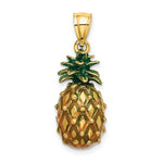 Indlæs billede til gallerivisning 14k Yellow Gold Enamel Pineapple 3D Pendant Charm
