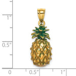 Indlæs billede til gallerivisning 14k Yellow Gold Enamel Pineapple 3D Pendant Charm
