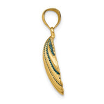 Afbeelding in Gallery-weergave laden, 14k Yellow Gold Enamel Blue Seashell Scallop Shell Clamshell Pendant Charm
