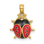 Afbeelding in Gallery-weergave laden, 14k Yellow Gold Enamel Red Ladybug 3D Pendant Charm
