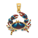 Carica l&#39;immagine nel visualizzatore di Gallery, 14k Yellow Gold Enamel Blue Crab Pendant Charm
