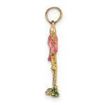 Carica l&#39;immagine nel visualizzatore di Gallery, 14k Yellow Gold Enamel Pink Flamingo 3D Pendant Charm
