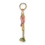 Φόρτωση εικόνας στο εργαλείο προβολής Συλλογής, 14k Yellow Gold Enamel Pink Flamingo 3D Pendant Charm
