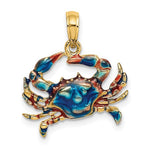 Załaduj obraz do przeglądarki galerii, 14k Yellow Gold Enamel Blue Crab Pendant Charm
