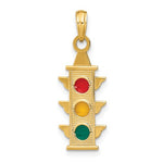 Lataa kuva Galleria-katseluun, 14k Yellow Gold Enamel Street Traffic Signal Light Pendant Charm
