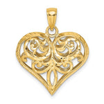 Kép betöltése a galériamegjelenítőbe: 14k Yellow Gold Diamond Cut Puffy Filigree Heart 3D Pendant Charm
