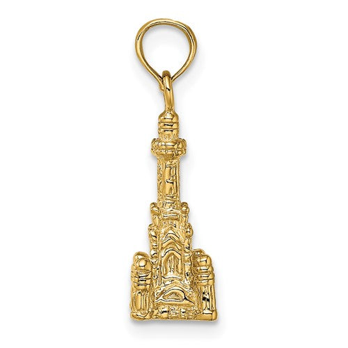 14k Yellow Gold Chicago Illinois Water Tower 3D Pendant Charm