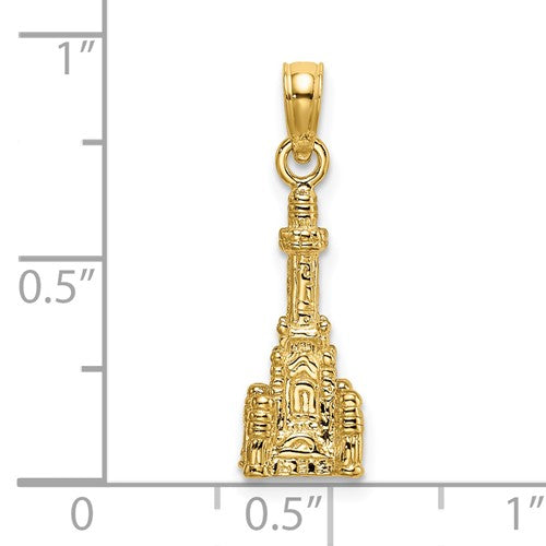 14k Yellow Gold Chicago Illinois Water Tower 3D Pendant Charm