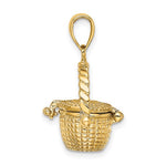 Carregar imagem no visualizador da galeria, 14k Yellow Gold Nantucket Basket 3D Pendant Charm
