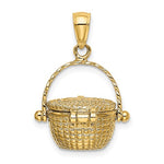 Cargar imagen en el visor de la galería, 14k Yellow Gold Nantucket Basket 3D Pendant Charm
