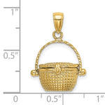 Carica l&#39;immagine nel visualizzatore di Gallery, 14k Yellow Gold Nantucket Basket 3D Pendant Charm
