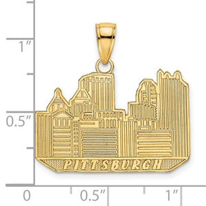 14k Yellow Gold Pittsburgh Pennsylvania Skyline Pendant Charm