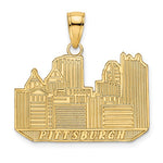 Kép betöltése a galériamegjelenítőbe: 14k Yellow Gold Pittsburgh Pennsylvania Skyline Pendant Charm
