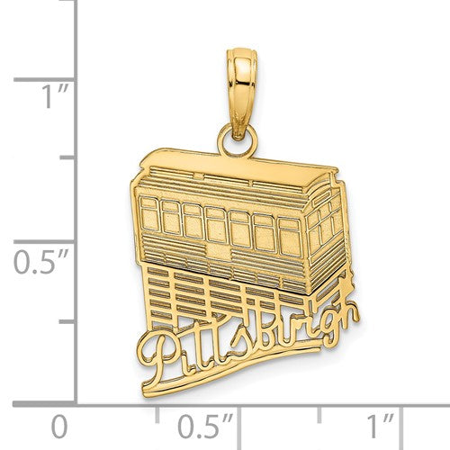 14k Yellow Gold Pittsburgh Pennsylvania Tram Cable Car Incline Pendant Charm