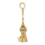 Lade das Bild in den Galerie-Viewer, 14k Yellow Gold I Love You Keys Chain 3D Moveable Pendant Charm
