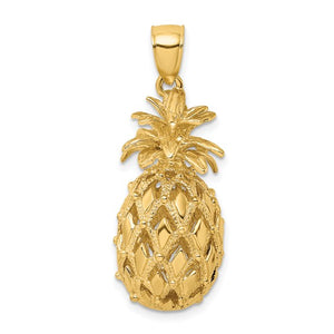 14k Yellow Gold Pineapple 3D Pendant Charm