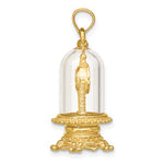 Load image into Gallery viewer, 14k Yellow Gold Enamel Glass Torsion Pendulum Clock 3D Pendant Charm
