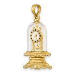 Lataa kuva Galleria-katseluun, 14k Yellow Gold Enamel Glass Torsion Pendulum Clock 3D Pendant Charm
