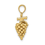 Afbeelding in Gallery-weergave laden, 14k Yellow Gold Grapes with Stem Leaf 3D Pendant Charm
