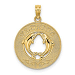 Load image into Gallery viewer, 14k Yellow Gold Florida Dolphins Circle Round Pendant Charm
