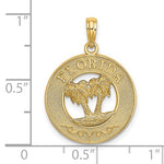 Afbeelding in Gallery-weergave laden, 14k Yellow Gold Florida Palm Trees Circle Round Pendant Charm
