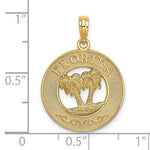 Load image into Gallery viewer, 14k Yellow Gold Florida Palm Trees Circle Round Pendant Charm
