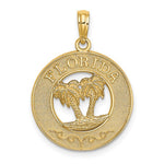 Afbeelding in Gallery-weergave laden, 14k Yellow Gold Florida Palm Trees Circle Round Pendant Charm
