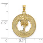 Afbeelding in Gallery-weergave laden, 14k Yellow Gold Florida Palm Tree Circle Round Pendant Charm
