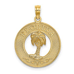 Load image into Gallery viewer, 14k Yellow Gold Florida Palm Tree Circle Round Pendant Charm
