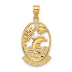 Load image into Gallery viewer, 14k Yellow Gold Jamaica Dolphin Palm Tree Sun Island Pendant Charm
