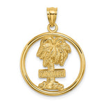 Load image into Gallery viewer, 14k Yellow Gold Florida Palm Tree In Circle Round Pendant Charm
