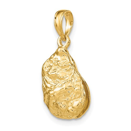 14k Yellow Gold Oyster Shell Seashell 3D Pendant Charm