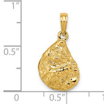 將圖片載入圖庫檢視器 14k Yellow Gold Oyster Shell Seashell 3D Pendant Charm
