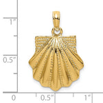 Lataa kuva Galleria-katseluun, 14k Yellow Gold Seashell Scallop Shell Clamshell Pendant Charm
