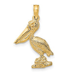 Afbeelding in Gallery-weergave laden, 14k Yellow Gold Pelican Bird Moveable Mouth 3D Pendant Charm

