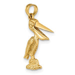 Indlæs billede til gallerivisning 14k Yellow Gold Pelican Bird Moveable Mouth 3D Pendant Charm
