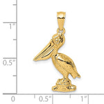 Indlæs billede til gallerivisning 14k Yellow Gold Pelican Bird Moveable Mouth 3D Pendant Charm
