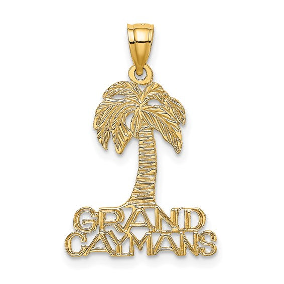 14k yellow gold grand caymans island palm tree vacation pendant charm