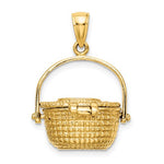 Load image into Gallery viewer, 14k Yellow Gold Nantucket Basket 3D Pendant Charm
