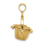 Carica l&#39;immagine nel visualizzatore di Gallery, 14k Yellow Gold Nantucket Basket 3D Pendant Charm
