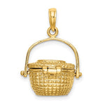Afbeelding in Gallery-weergave laden, 14k Yellow Gold Nantucket Basket 3D Pendant Charm
