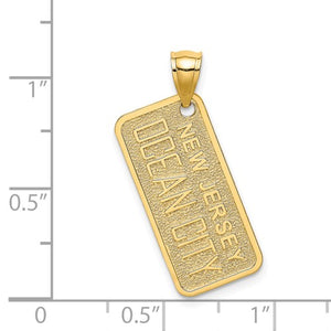 14k Yellow Gold Ocean City New Jersey License Plate Pendant Charm